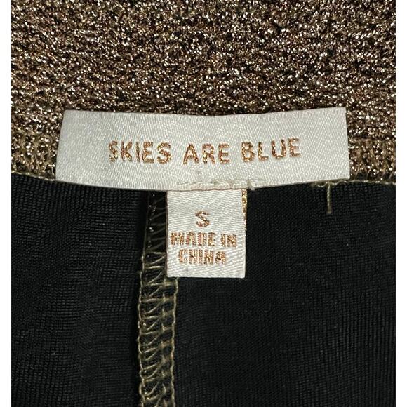 Skies Are Blue Lurex Relaxed Fit Trousers Rose Gold Glitter Small Holiday Party - Picture 5 of 13